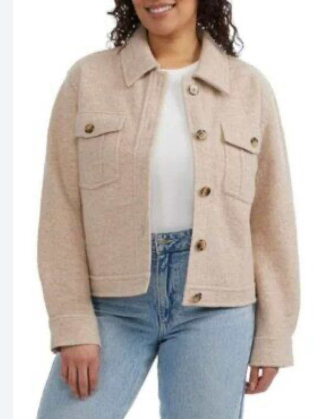NEW Hunter Beige Button-Front Merino Wool Jacket. XL